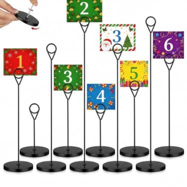 Imagem de Faccito 10 suportes removíveis para números de mesa, 5 tamanhos, porta-cartões de metal, nome, menu, notas, fotos, clipe de foto, placa de mesa para exibição de festa de aniversário de casamento