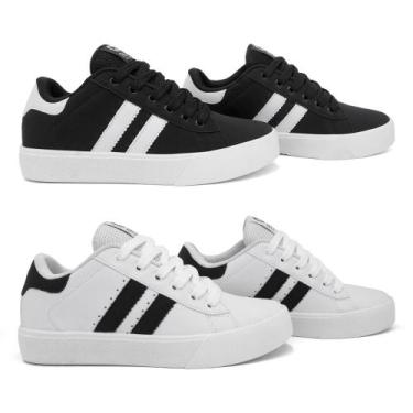 Imagem de Kit 2 Tênis Street Ollie Juvenil Space2 Menino Conforto, Preto, Branco