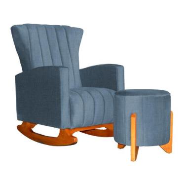 Imagem de Kit 01 Poltrona Melinda Balanço e 01 Puff Jade Luxo Linho Cores - DS E