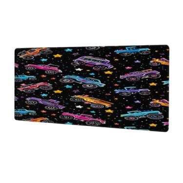 Imagem de Tapete de mouse colorido com arte de caminhão grande, impermeável, protetor de mesa estendido, tapete de borracha antiderrapante para escritório, computador, teclado, laptop e mesa de casa, mouse pad