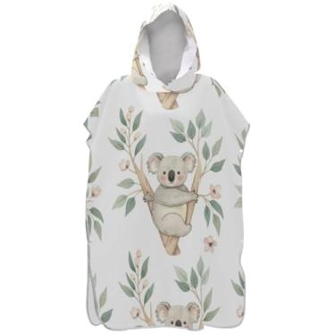 Imagem de Joisal Lindo roupão de trocador de poncho de surfe branco de coala para toalha de natação com capuz Adul Ponchos de praia de secagem rápida para homens