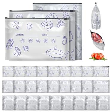 Imagem de Saco de armazenamento selável de folha de alumínio reutilizável, 30 peças, sacos de vedação de frescor espessa à prova de vazamento com zíper, 3 tamanhos de sacos de congelador de armazenamento de