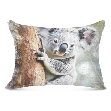 Imagem de Capa de almofada decorativa com zíper animal urso coala fronha padrão king queen fronha divertida para cama de casa sofá, tamanho king, 50,8 cm x 101,6 cm