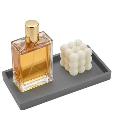 Imagem de Bandeja de silicone para banheiro, bandejas de perfume de 19 x 10 cm para cômoda, bandeja organizadora macia para maquiagem, joias, anéis, antiderrapante, bandeja pequena impermeável para balcão de