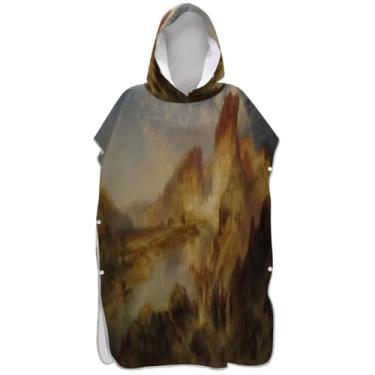 Imagem de Joisal Pintura de paisagem Wyoming Poncho de surfe trocador para Adul Plus Size unissex adulto poncho com capuz toalhas de banho de praia com capuz