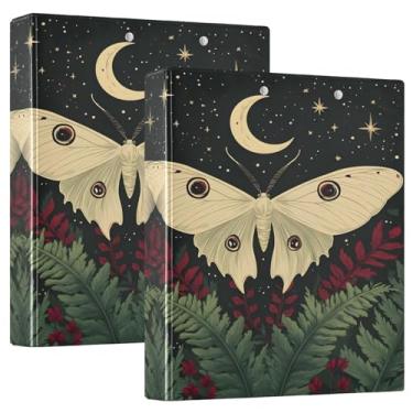 Imagem de Luna Moths — Pacote com 2 fichários pretos para serviço pesado com 3 argolas 5 cm, 27 x 31,5 cm, pastas escolares