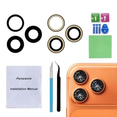 Imagem de Perzework Substituição de vidro da lente traseira da câmera traseira compatível com iPhone 17 Pro e iPhone 17 Pro Max com adesivo pré-instalado e kit de ferramentas de reparo