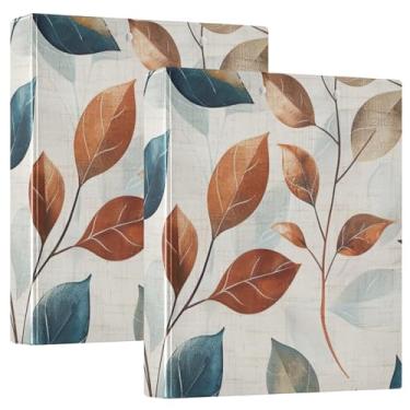 Imagem de Pasta para prancheta Leaves Shades azul-petróleo com 3 anéis e organizador de fichário para escola e escritório, pacote com 2