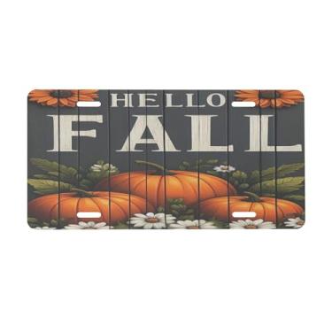 Imagem de Placa de licença de madeira de abóbora para frente do carro placas de carro metal de alumínio adequado para caminhão, placa de porta de carro, bar, café, acessórios automotivos para homens e mulheres