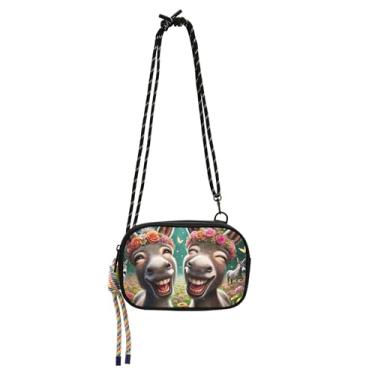 Imagem de Bolsa pequena de animal engraçada de burro fofo para mulheres, bolsas transversais, bolsas de telefone com alça todos os dias, bolsa de ombro para viagem