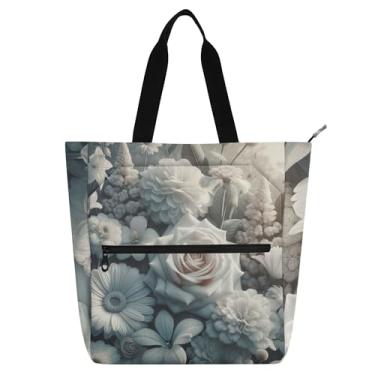 Imagem de Bolsas de trabalho femininas com flores rosas, margarida, lona, faculdade, escola, bolsas, bolsas infantis, fofas, para amantes de livros, presentes