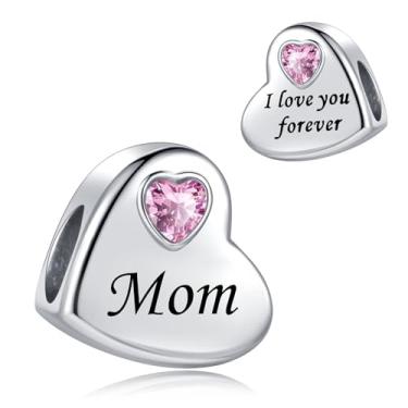 Imagem de Pingente de coração de amor rosa para mães, pulseiras Pandora, Natal, aniversário, presente para mulheres, mãe, mãe, família