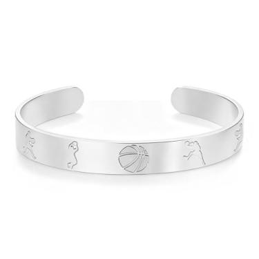 Imagem de VASSAGO Pulseira de basquete ajustável de aço inoxidável para homens e mulheres, acessórios de festa esportiva, presentes para adolescentes, jovens, filhos, fãs de esportes, treinadores, jogadores