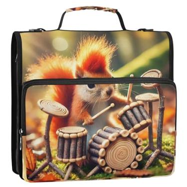 Imagem de Fichários de 3,8 cm com 3 anéis, para serviço pesado, fofo, esquilo, floresta, fichários organizadores, com alça, bolsa escolar grande, estojo de armazenamento com alça