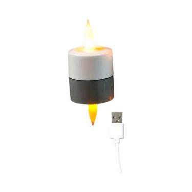 Imagem de Velas LED Amarelas Recarregáveis Por USB Sem Chama Decorativas Para Ca