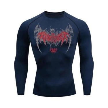 Imagem de Camiseta De Compressão De Manga Longa Com Estampa De Caveira E Asas Pa