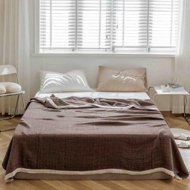 Imagem de Cobertor feminino masculino para cama adulto longo casal solteiro para sofá inverno tecido de algodão quente inverno macio confortável (marrom, 200 x 230 cm)