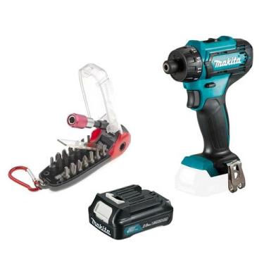 Imagem de Parafusadeira e Furadeira Df033dz Makita 12v + Jogo com 18 com bits + 