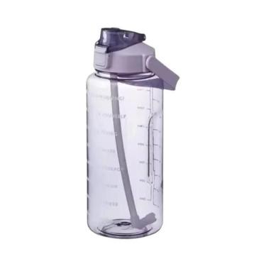 Imagem de Garrafa De Água Plástica Grande De 2 Litros Com Canudo, Copo Portátil 