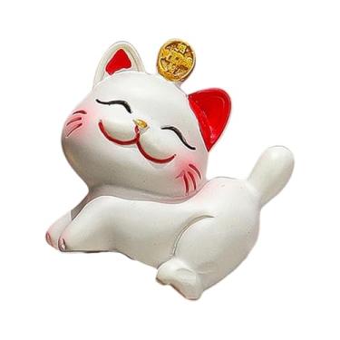 Imagem de Ioensy Pequena estatueta de gato da sorte para decoração de mesa, peça decorativa fofa e versátil em miniatura para lareira, tela de navegação do carro ou, Style B