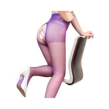 Imagem de Meia-calça Feminina Ultrafina Transparente Com Abertura Na Virilha Kuw