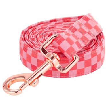 Imagem de Lionheart glory Coleira para cães - Coleira xadrez rosa para cães macios e ajustáveis para cães pequenos, médios e grandes machos ou fêmeas