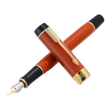 Imagem de AXPTI Caneta-tinteiro de resina, ponta F com conversor, canetas de tinta para escrita, artigos de papelaria, material escolar de escritório (06, médio)