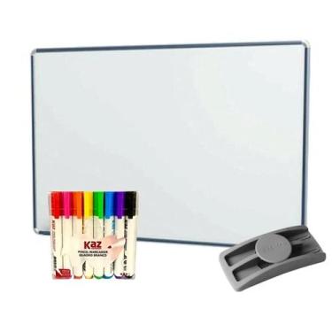 Imagem de Lousa Quadro Branco Alumínio 40x30 + Apagador + 8 Canetas - Stalo