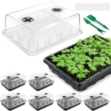 Imagem de Bandeja inicial de sementes, bandejas para iniciantes de mudas para iniciar sementes de plantas, bandejas de germinação de plantas de jardinagem interna, preta, 6 peças