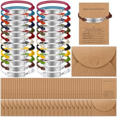 Imagem de Bucherry Pacote com 24 pulseiras bíblicas, presentes cristãos, versículo bíblico, para mulheres e homens, com vales-presente religiosos, envelopes gravados com versículo inspirador, pulseiras