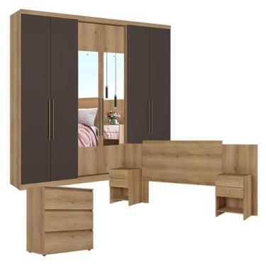 Imagem de Guarda Roupa Casal Passione Ultra Glass 6 Portas Capuccino Cacau com C