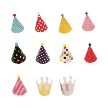 Imagem de 11 PCS festa de aniversário trompete chapéu de aniversário cor fofa - 