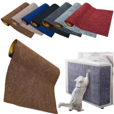 Imagem de Carpete Protetor Arranhador Adesivo para Gatos, Marrom, 50cm x 1 Metro, Proteção para Móveis e Sofás