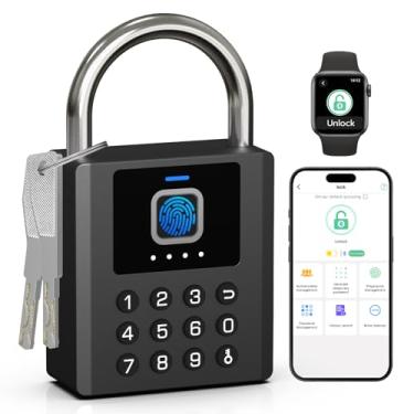 Imagem de Foxlock Cadeado combinado de armário de academia - Cadeado inteligente de impressão digital com código, bloqueio biométrico com aplicativo Bluetooth chave, à prova d'água, para unidade de