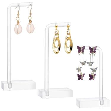 Imagem de Quilax 3 peças de exibição de brincos para exibição de fornecedores, suporte de brinco de acrílico para mulheres, suporte de exibição de brincos para venda de fotos, casa, lojas de presentes