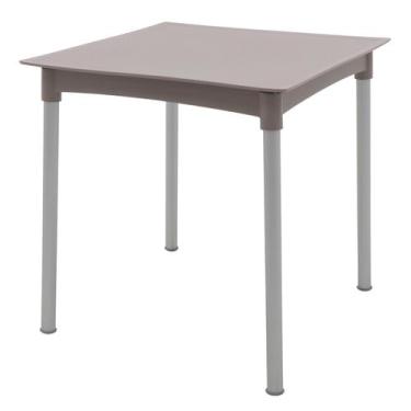 Imagem de Mesa Tramontina Laura Rattan em Polipropileno Camurça com Pernas de Al