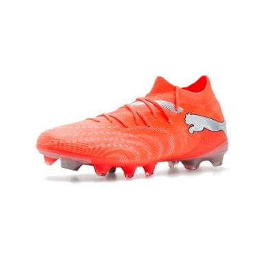 Imagem de Puma Tênis masculino Future 9 Match Firme, chuteiras artificiais de futebol, Vermelho brilhante/branco/preto/prata, 45
