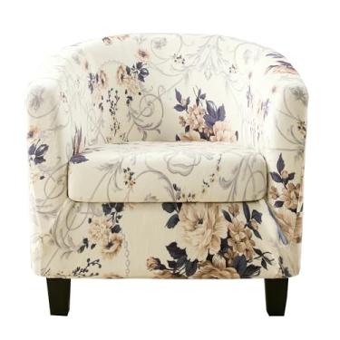 Imagem de CRFATOP Capa de veludo para cadeira de clube com capa de almofada estampada, 2 peças, capas de poltrona, capas de poltrona, macias, laváveis, redondas, capas de sofá para balcão de bar, sala de estar