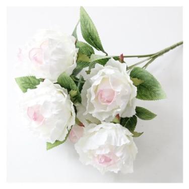 Imagem de Flores falsas 7 cabeças grandes peônias artificiais buquê de flores decoração de casa peônia de seda casamento mesa flores peônias falsas flores decoração de festa (rosa núcleo)