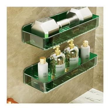 Imagem de Organizador de chuveiro para banheiros domésticos, prateleira de armazenamento de parede de plástico de camada dupla para cosméticos, artigos de higiene pessoal e suprimentos que não precisam ser