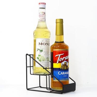 Imagem de onneka Rack de xarope de café e suporte de xarope – Amado por mais de 5.000 fãs de café! Rack à prova de ferrugem de nível, serve para garrafas Torani e Monin de 750 ml, elevam cafés, cozinhas, pubs