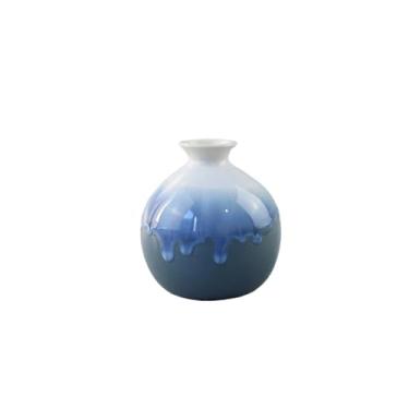 Imagem de Enfeites de vaso de flores de cerâmica de cor gradiente criativo arranjo de flores de porcelana vaso muda de forno decoração de mesa de artesanato (azul)