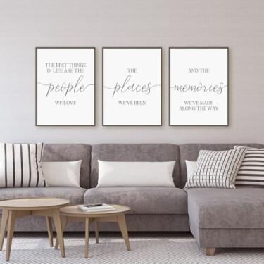 Imagem de 3 peças As melhores coisas na vida são as pessoas que amamos impressões em tela pôster pintura imagens para casa acima da cama decoração de quarto principal com moldura interna de madeira