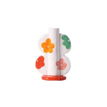 Imagem de Vasos para flores, vaso pintado de cerâmica, arranjo de flores artificiais pintadas à mão, arranjo de flores, sala de estar, escritório, decoração de casa, vaso decorativo