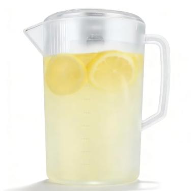 Imagem de WGFOIP 1 jarra de água para geladeira e freezer, jarra de água de plástico transparente com balança e tampa para chá gelado de limonada, chaleira fosca de plástico (3500 ml)