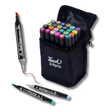 Imagem de Kit com 24 Canetas Marcador Permanente de Dupla Ponta - Ponta Fina e Grossa, Resistente à Água, Secagem Rápida, Ideal para Pintura, Escrita, Marcação, Scrapbook, DIY e Design Profissional