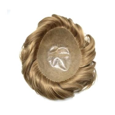 Imagem de Aplique de testa Real macio todo o plutônio injetou base sistema do cabelo humano da peruca dos homens curto de 6 polegadas(6x9)