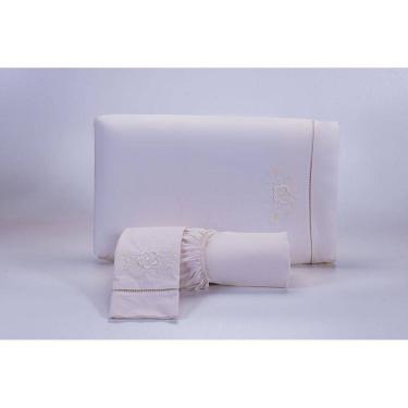 Imagem de Jogo Lençol Casal Super King 3 Peças Palha 200 Fios Algodão