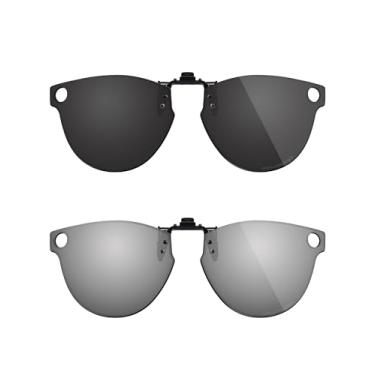 Imagem de Fiskr Óculos de sol polarizados clip-on flip up antirreflexo proteção UV para Ray-Ban Meta Skyler RW4010 e Gen 2 RW4014 52 mm - Ajuste compacto - Preto clássico e prata metálica