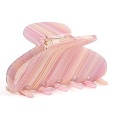 Imagem de MAORULU Grampo de garra de acetato médio fofo para mulheres e meninas, clipes de garra rosa de 7,6 cm para cabelos finos e médios grossos, clipe de banana francesa durável com caixa de presente